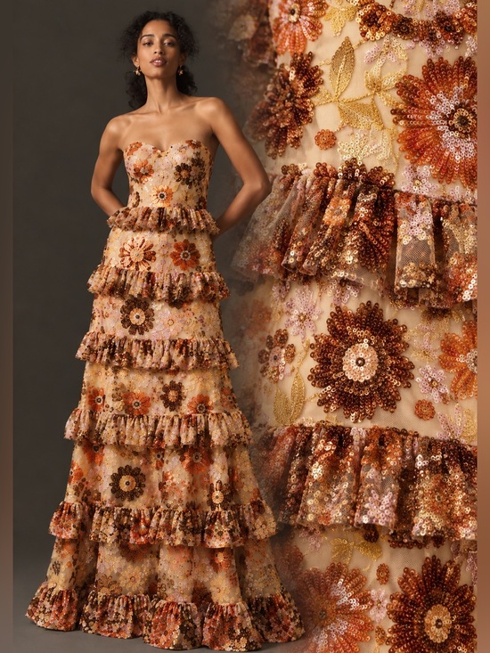 Dress the Population Dresses & Skirts - New Dress The Population Siriana Sequin Ruffle Gown Medium & Small